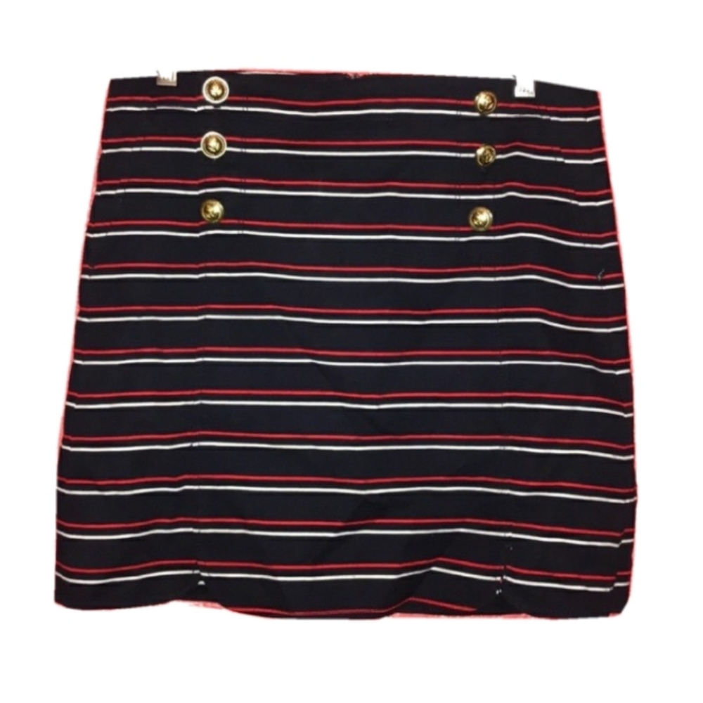 Tommy Hilfiger Black and Red Striped Mini Skirt